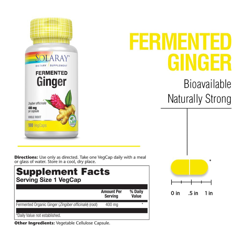 SOLARAY Fermented Ginger Root 400mg | 100 VegCaps