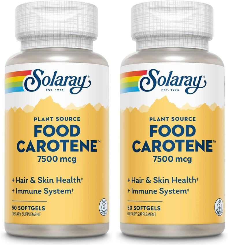 SOLARAY Food Carotene 25000IU Beta Carotene | Healthy Skin & Eyes, Immune Support | 50ct (Pack of 2)