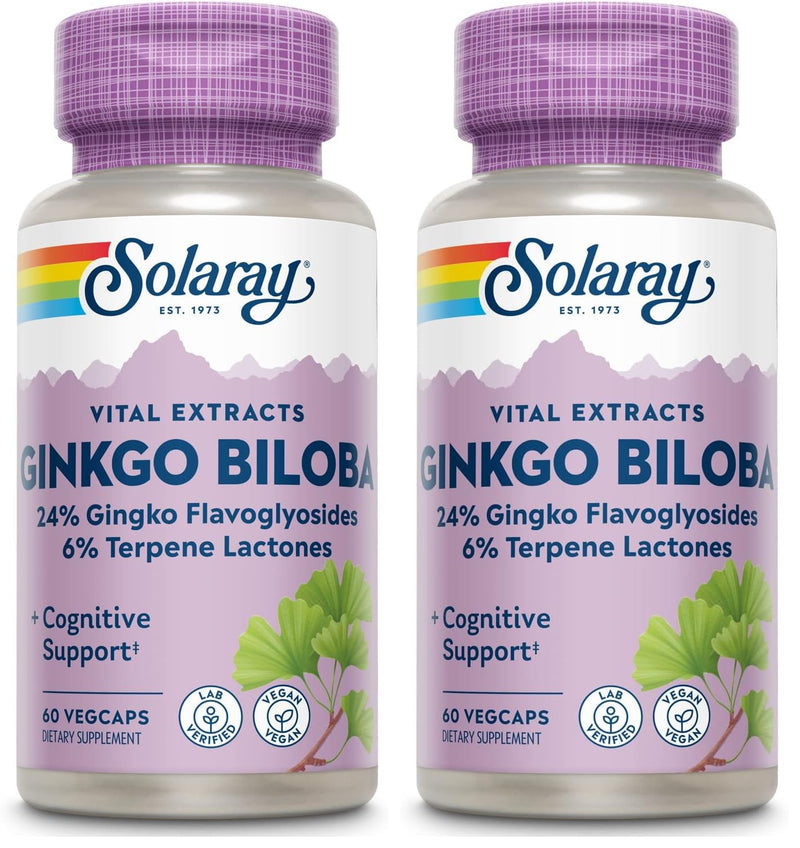 Solaray Ginkgo Biloba Extract 60 mg – 60 Count (Pack of 2) | Herbal Supplement