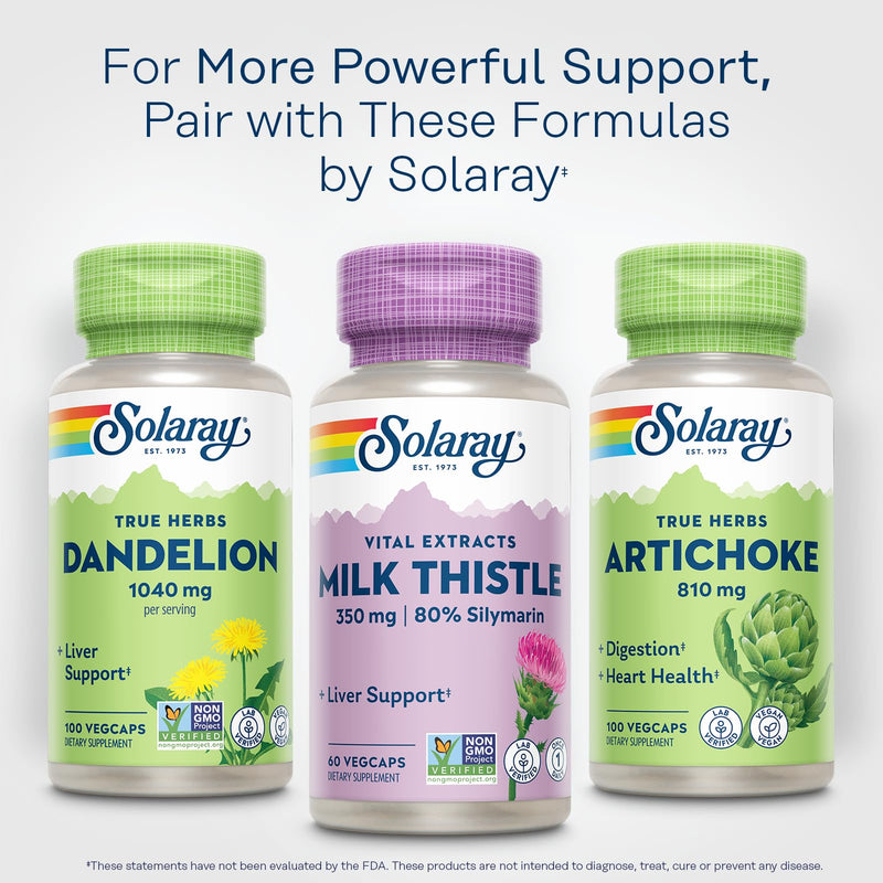 SOLARAY Milk Thistle Seed Extract 350 mg – 80% Silymarin | Vegan Liver Support, 60 VegCaps