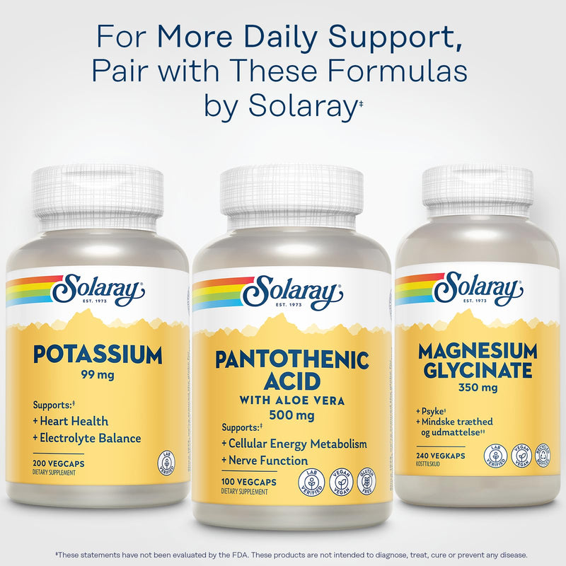 Solaray Pantothenic Acid 500mg – Vitamin B5 Supplement (B-Complex) | Vegan & Gluten Free
