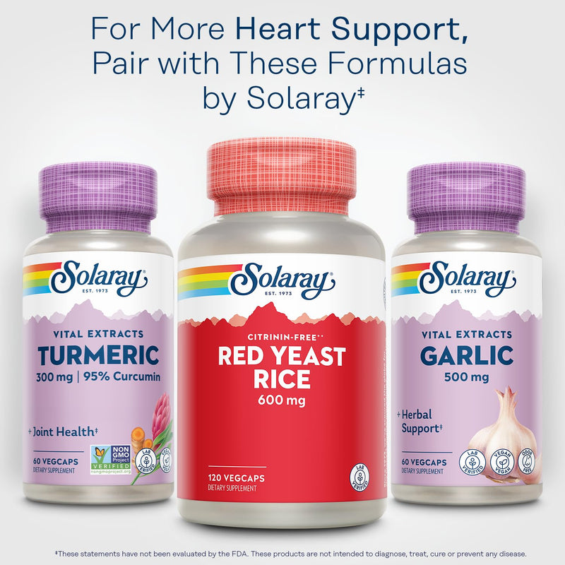 SOLARAY Red Yeast Rice 600mg – Non-Irradiated, Citrinin Free, 120 VegCaps