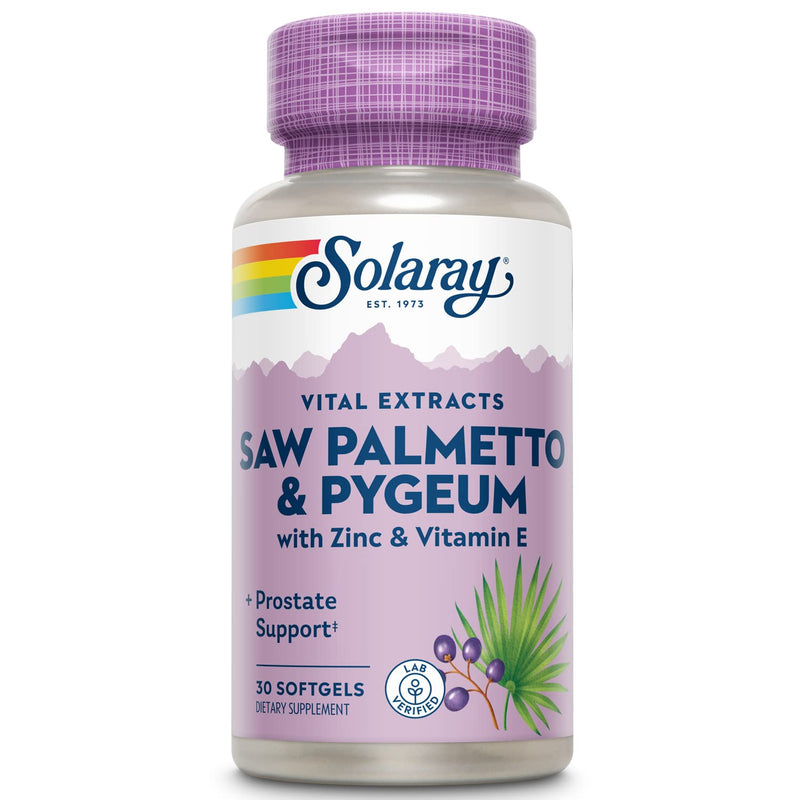 SOLARAY Saw Palmetto & Pygeum – Prostate Support for Men, 30 Softgels | 60-Day Guarantee