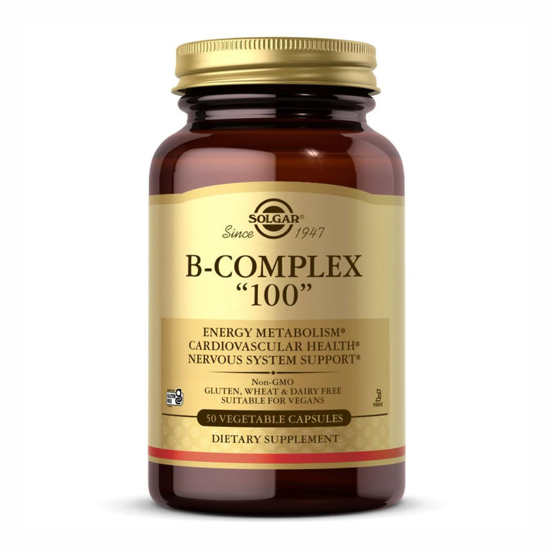 Solgar B-Complex 100 - 50 Vegetable Capsules | Energy Metabolism & Nervous System Support