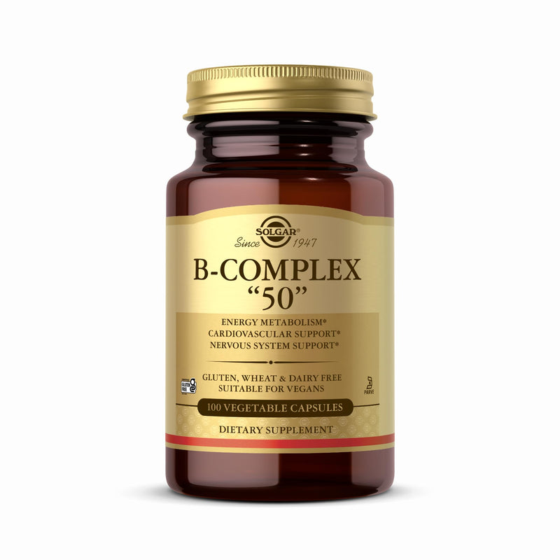 Solgar B-Complex 50 | 100 Veg Capsules | Energy & Nervous System Support