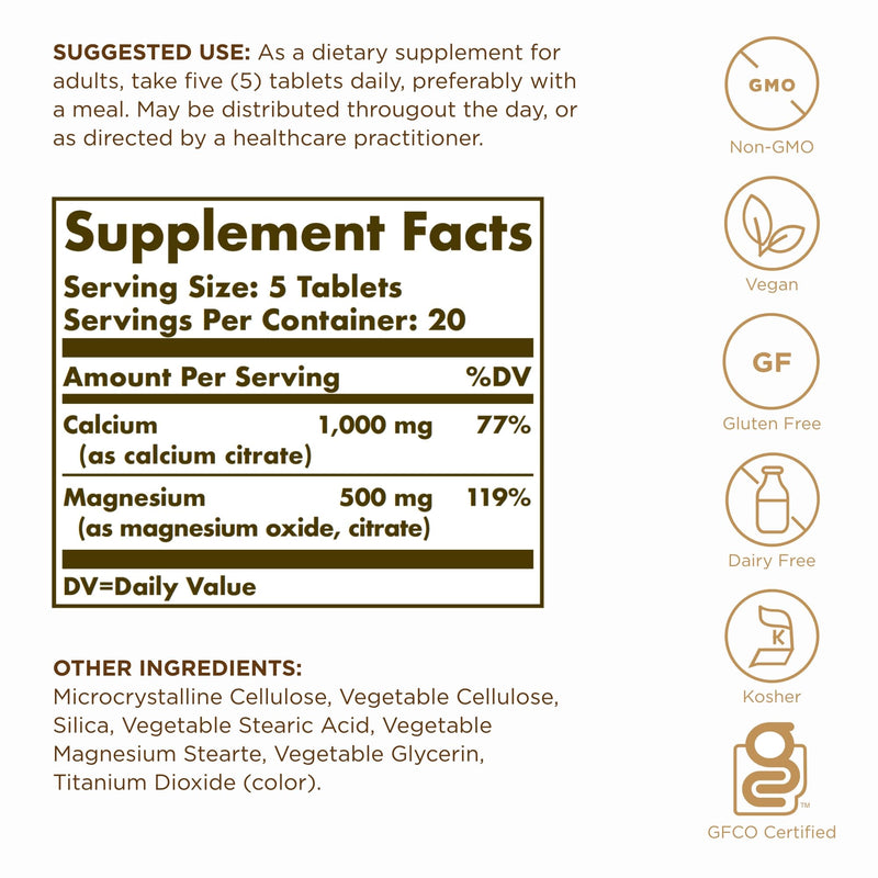 Solgar Calcium Magnesium Citrate – 3 x 100 Tablets | Non-GMO, Vegan, Gluten Free, Kosher