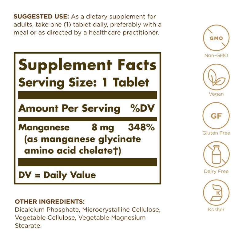 Solgar Chelated Manganese - 200 Servings | Bone, Joint & Nerve Health | Vegan, Non-GMO