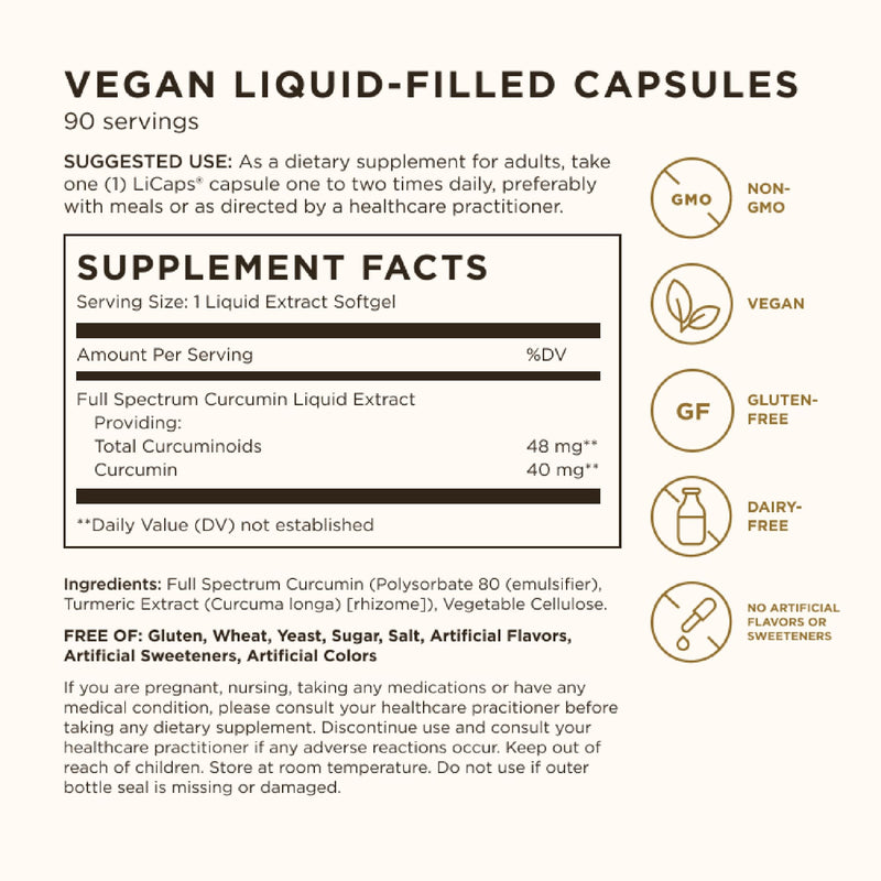 Solgar Full Spectrum Curcumin – 90 LCaps x2 Pack | Superior Absorption, Brain & Joint Health | Non-GMO, Vegan, Gluten Free