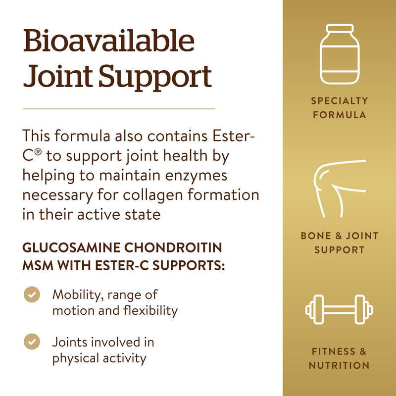Solgar Glucosamine Chondroitin MSM Ester-C – 180 Tablets | Joint Support