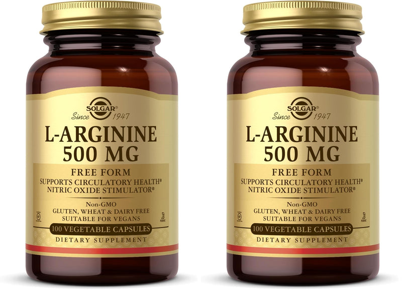 Solgar L-Arginine 500 mg - 100 Veg Capsules Pack of 2 | Nitric Oxide Stimulator, Non-GMO, Vegan, Gluten Free