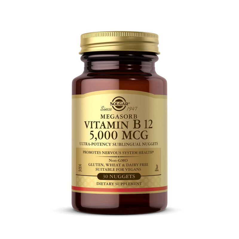 Solgar Megasorb Vitamin B12 5000 mcg – 30 Nuggets | Vegan, Non-GMO