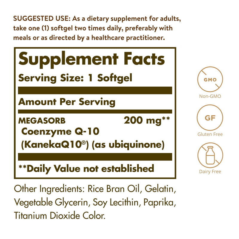Solgar Megasorb CoQ-10 200 mg – 60 Softgels | Heart & Brain Support
