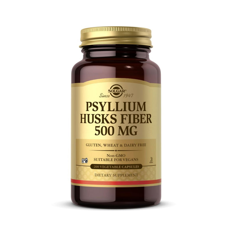 Solgar Psyllium Husks Fiber 500 mg - 200 Veg Capsules | Non-GMO & Vegan