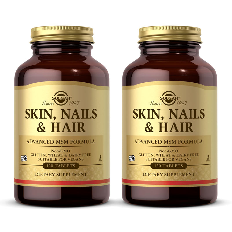 Solgar Skin, Nails & Hair - 120 Tablets Pack of 2 | Advanced MSM Formula | Non-GMO, Vegan, Gluten & Dairy Free | 120 Servings