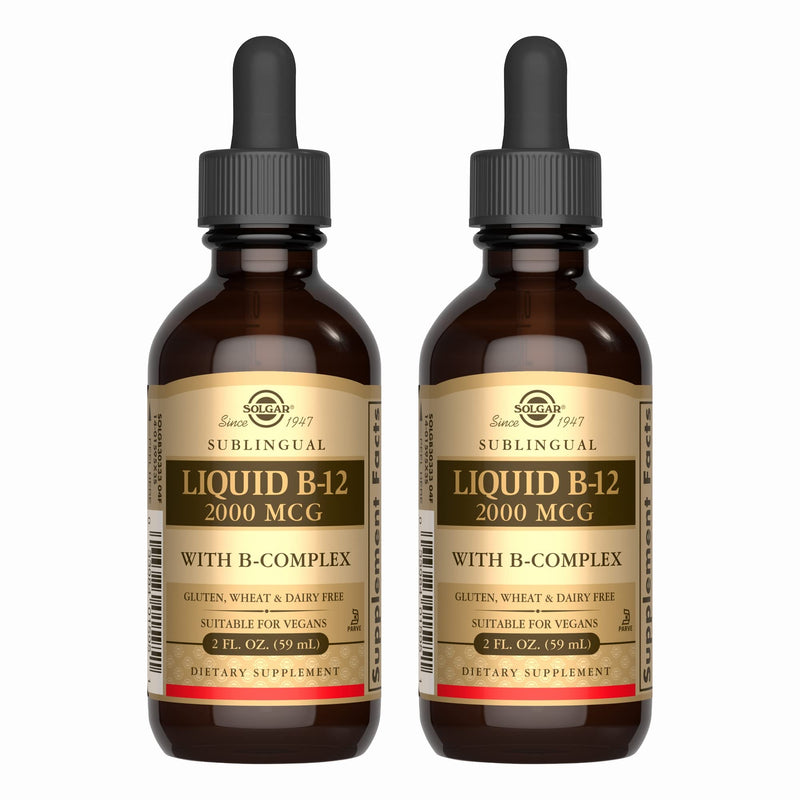 Solgar Sublingual B-12 with B-Complex – 2 fl oz (Pack of 2) | Vegan, Kosher, Gluten Free