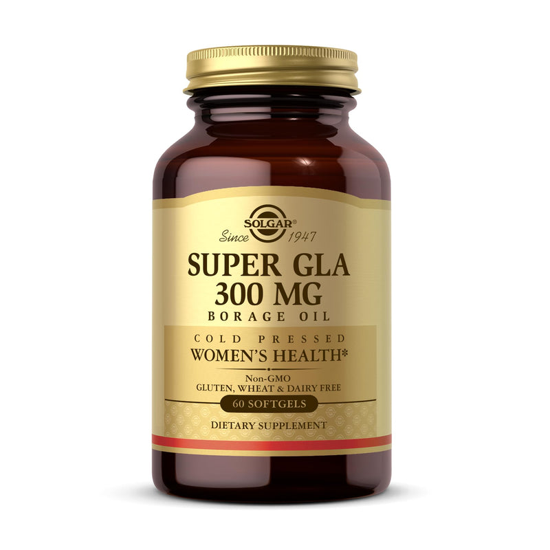 Solgar Super GLA 300 mg – 60 Softgels | Cold-Pressed Borage Oil for Women’s Health | Non-GMO, Gluten Free, Dairy Free