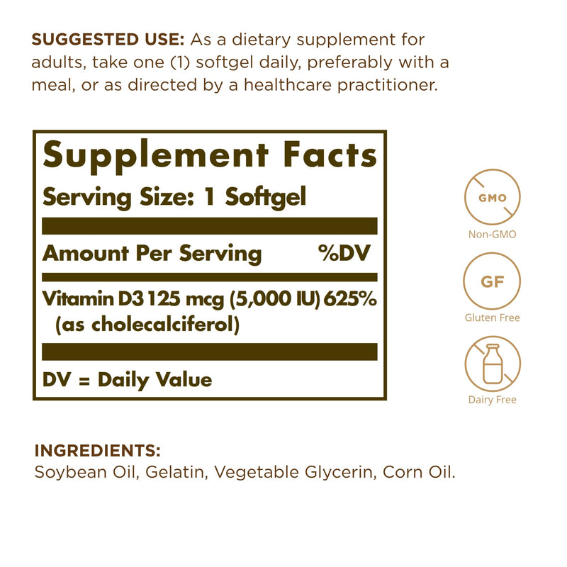 Solgar Vitamin D3 400 IU Softgels – 2-Pack | 200 Servings | Bones, Teeth & Immune Support