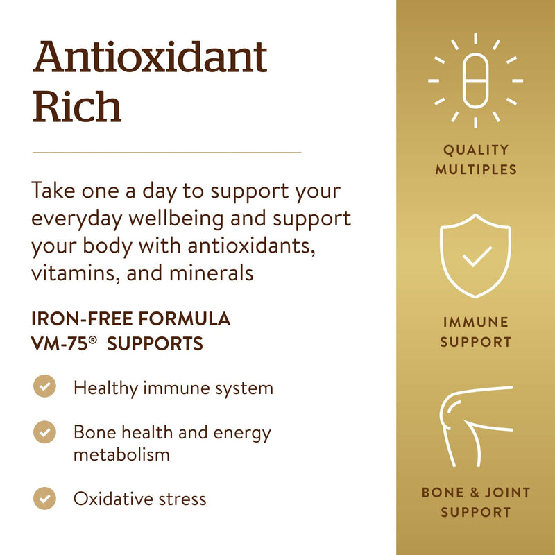 Solgar Iron-Free VM-75 Multivitamin with Chelated Minerals – 180 Tablets | Vegan, Gluten & Dairy Free