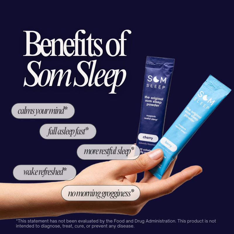 Som Sleep Mango Sleep Aid Powder – 3mg Melatonin, Vegan, Zero Sugar, 10-Pack