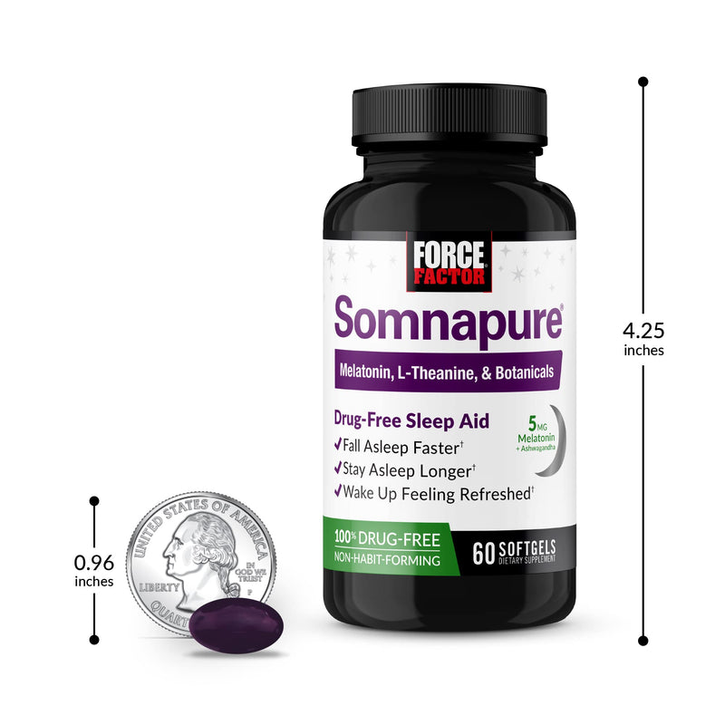 FORCE FACTOR Somnapure Softgels – Fall Asleep Faster, Stay Asleep Longer (60 Softgels)