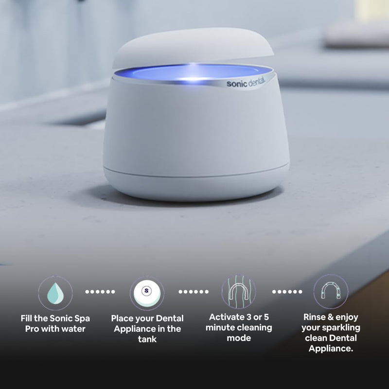 Sonic Pro Dental Cleaning Pod – 43kHz Ultrasonic Retainer Cleaner (Pearl White)