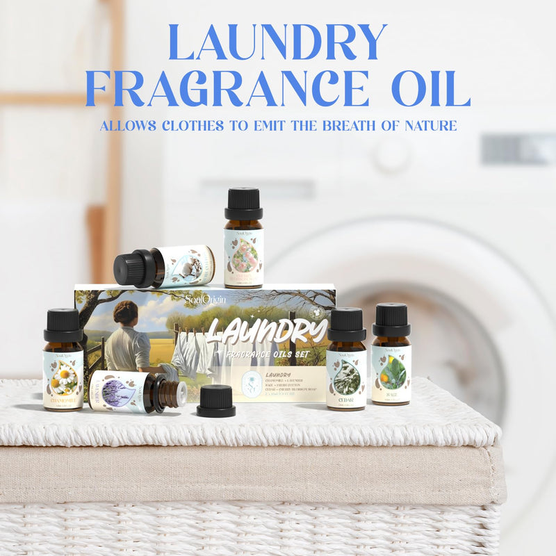 Soulorigin Laundry Fragrance Oils Set – Essential Oils for Diffuser & Fresh Laundry Scent