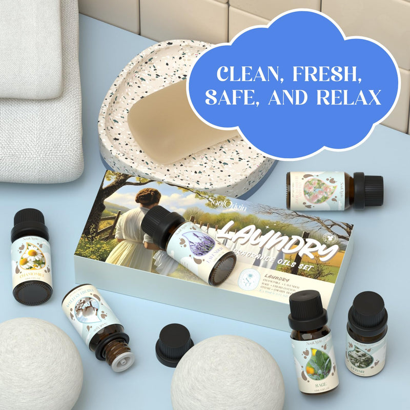 Soulorigin Laundry Fragrance Oils Set – Essential Oils for Diffuser & Fresh Laundry Scent