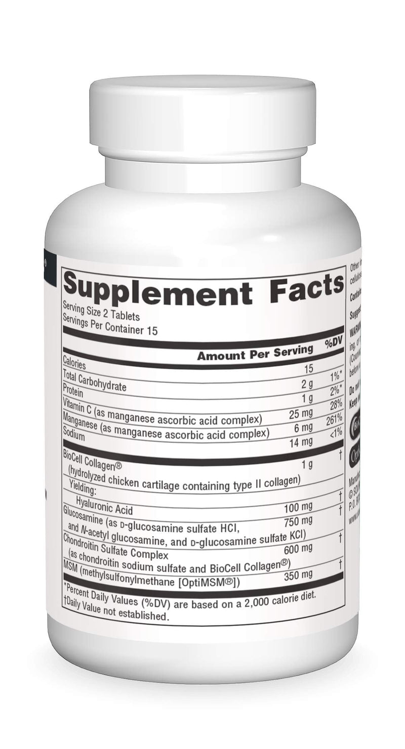 Source Naturals Hyaluronic Joint Complex with Glucosamine, Chondroitin & MSM - 30 Tablets