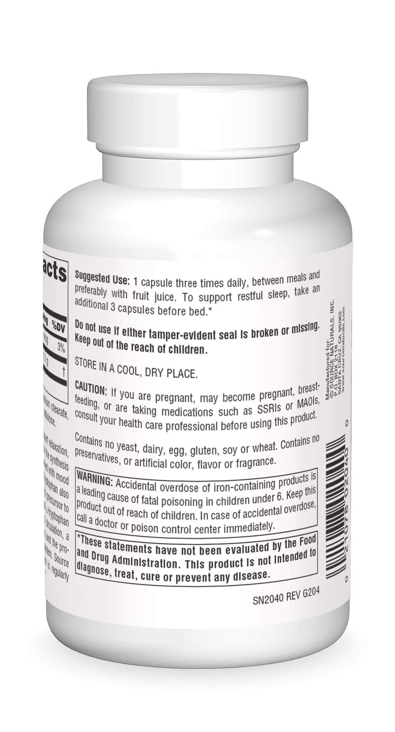 Source Naturals L-Tryptophan 500 mg, 90 Caps – Sleep, Mood & Metabolism Support