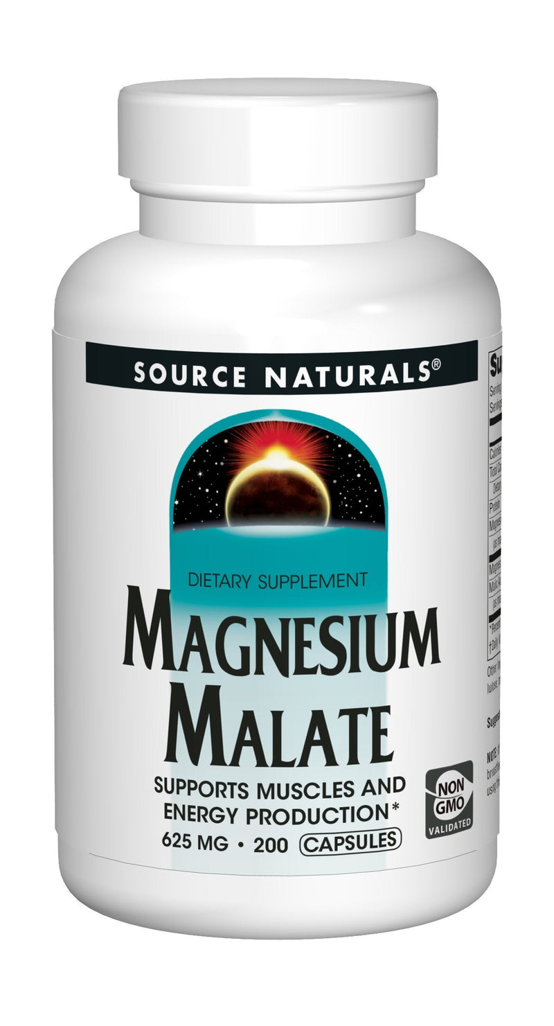 Source Naturals Magnesium Malate 625mg - 200 Capsules | Magnesium Malate Supplement