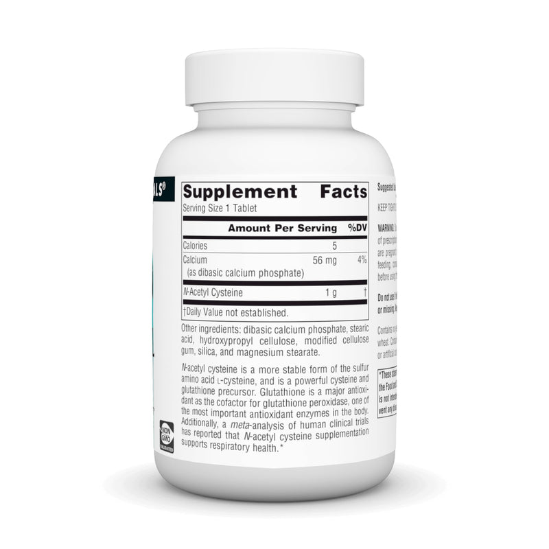 Source Naturals N-Acetyl Cysteine 1000 mg – Antioxidant Support for Respiratory Health | 60 Tablets