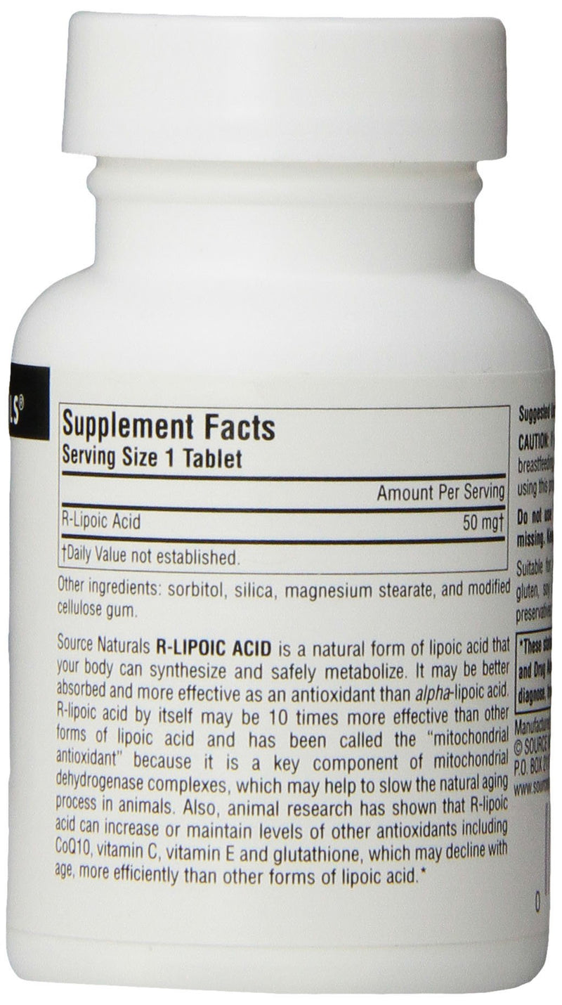 Source Naturals R-Lipoic Acid 50 mg | 60 Tablets