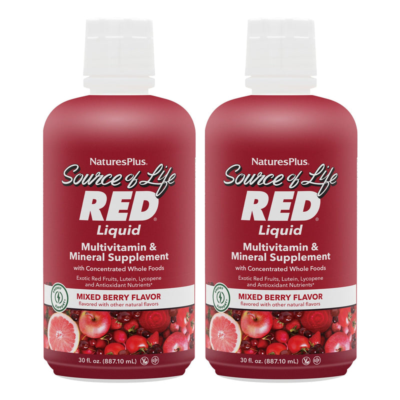 NaturesPlus Source of Life RED Liquid Multivitamin – 2-Pack, 60 Servings | Energy & Immune Support