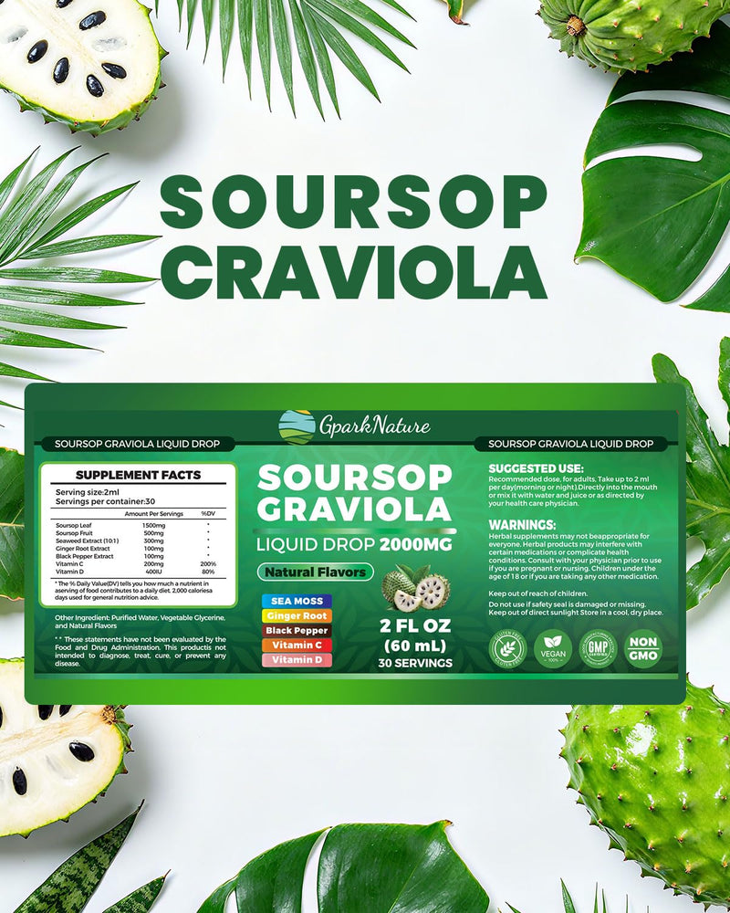 Soursop Drops & Bitters – Immune Support Tea Extract (2 oz) – Non-GMO