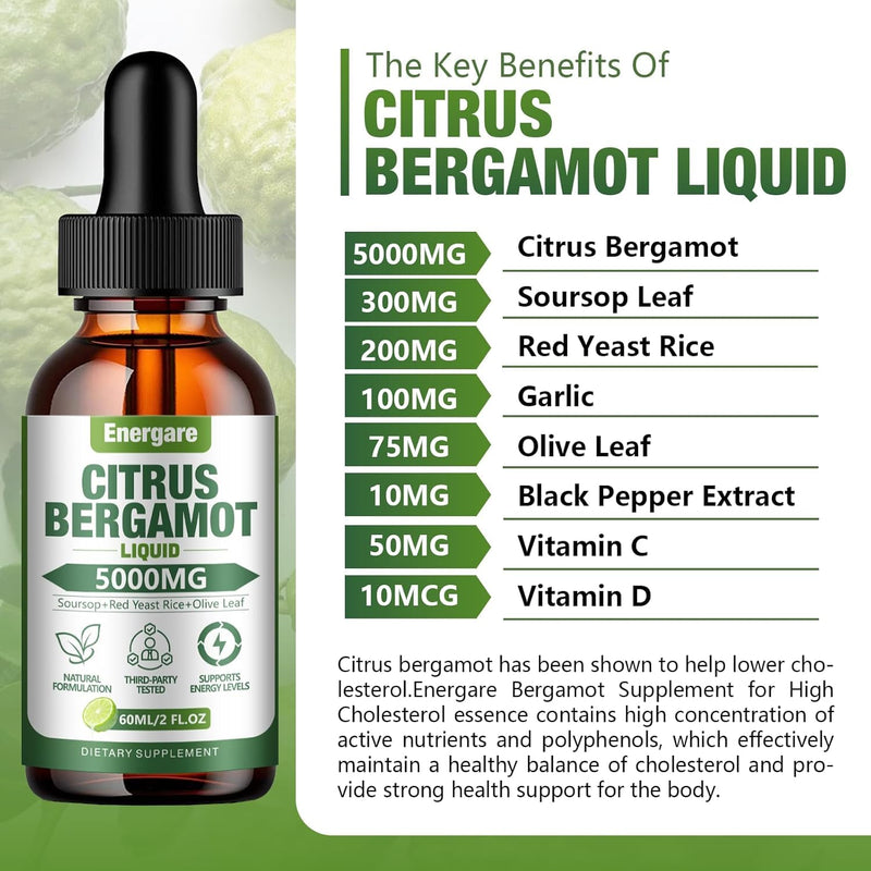 2 Pack Citrus Bergamot Liquid Drops 5000mg – Cholesterol Support (4 oz)