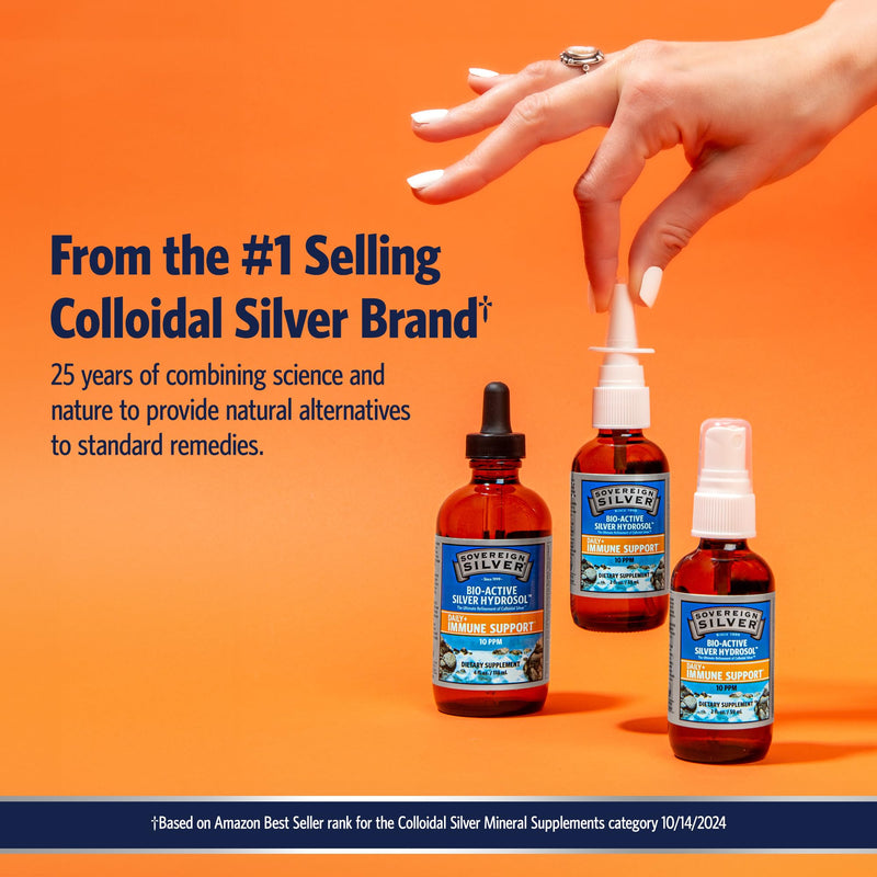Sovereign Silver Immune Support – Colloidal Silver Hydrosol 10 ppm, 16 fl oz