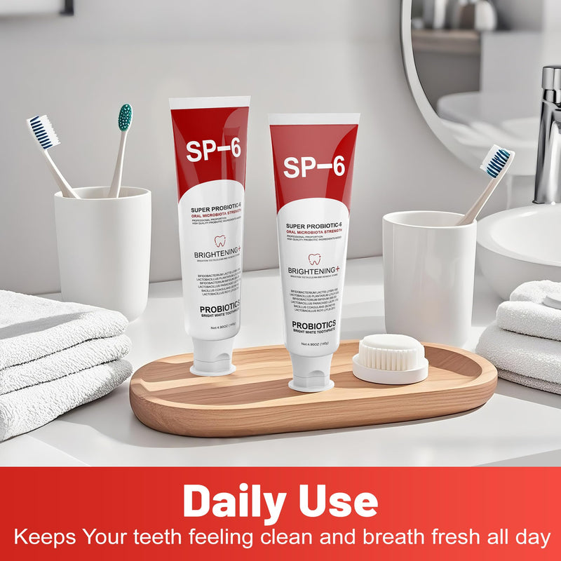 SP-6 Probiotic Whitening Toothpaste - 6 Probiotics, Fluoride-Free, Fresh Breath