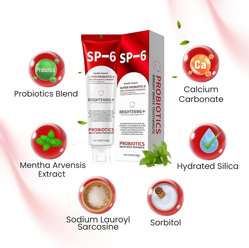 Sp-6 Probiotics Whitening Toothpaste – SP6 Brightening Toothpaste with Probiotics