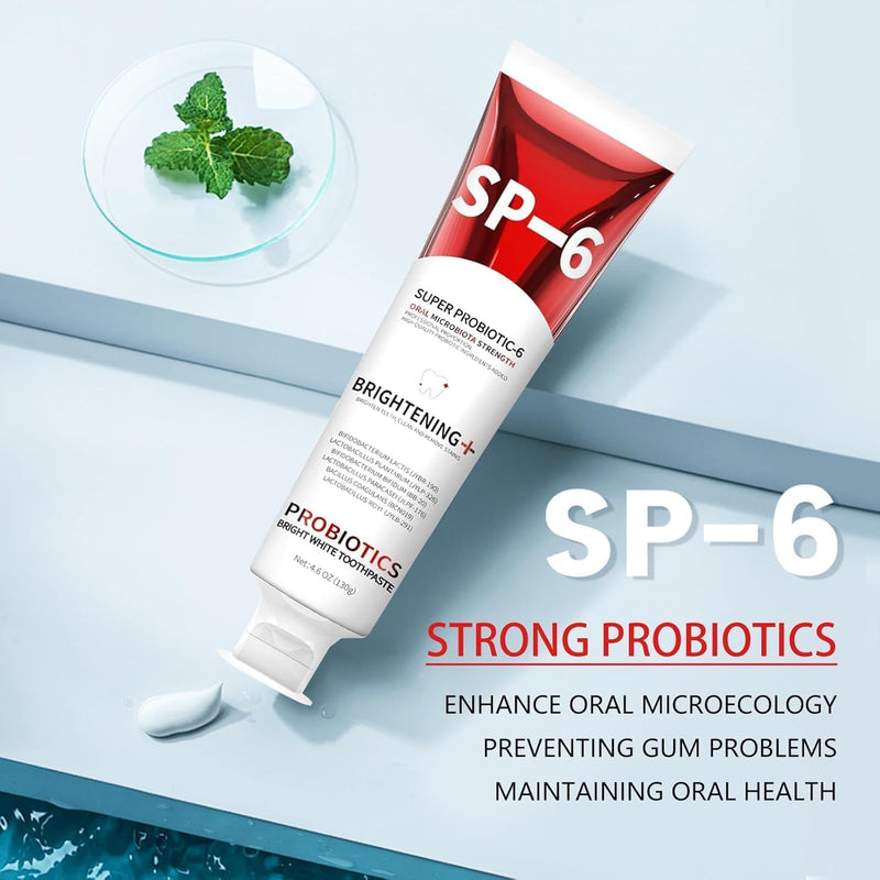SP-6 Probiotics Whitening Toothpaste – 6 Probiotics, Fluoride-Free, Mint