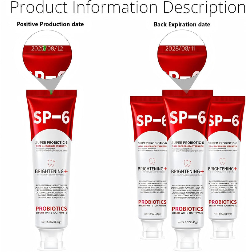 SP-6 Probiotics Whitening Toothpaste | Sp6 Brightening Tooth Paste with 6 Probiotics