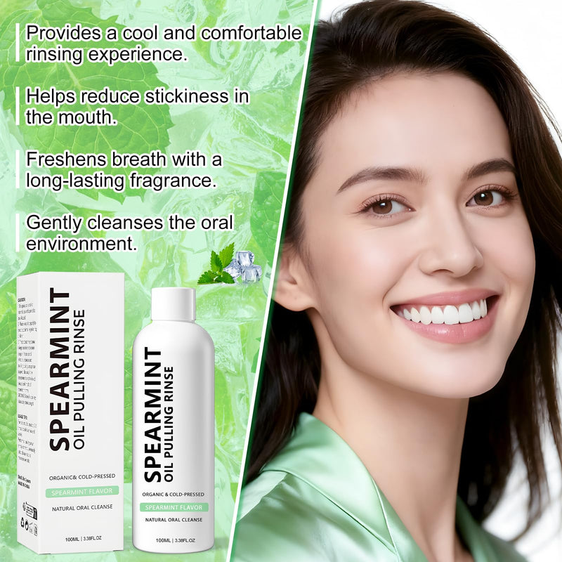 2Pcs Spearmint Oil Pulling Rinse – Whitening Teeth & Fresh Breath