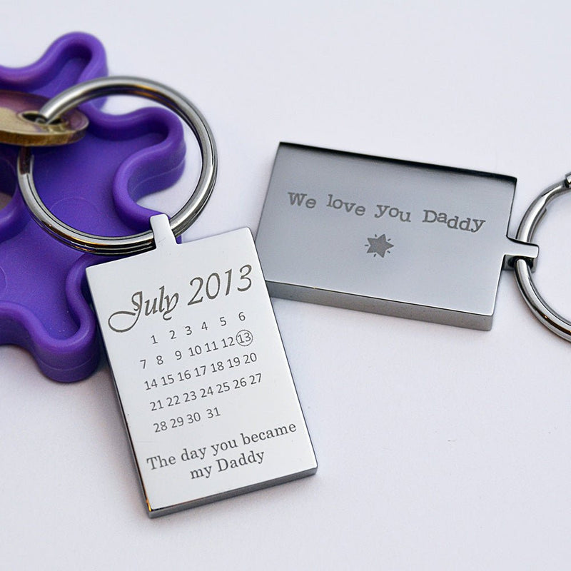 Personalised Calendar Keychain – Engraved Stainless Steel Special Date Keepsake Gift