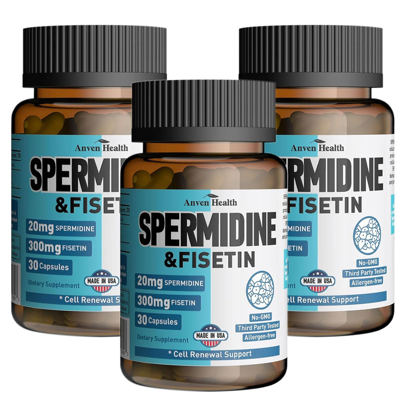 Spermidine & Fisetin Supplement – 20mg Spermidine, 300mg Fisetin | 90 Veggie Caps | Made in USA