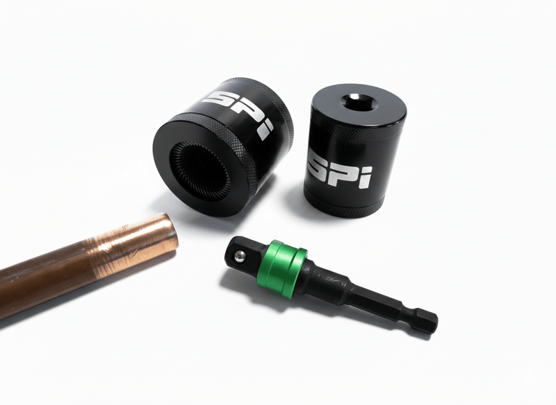 SPI 15mm & 22mm Copper Pipe Cleaning Socket Set with Quick-Release 3/8" Socket to 1/4" Hex Adapter Included - SEL9250