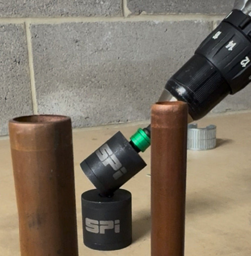 SPI 15mm & 22mm Copper Pipe Cleaning Socket Set with Quick-Release 3/8" Socket to 1/4" Hex Adapter Included - SEL9250
