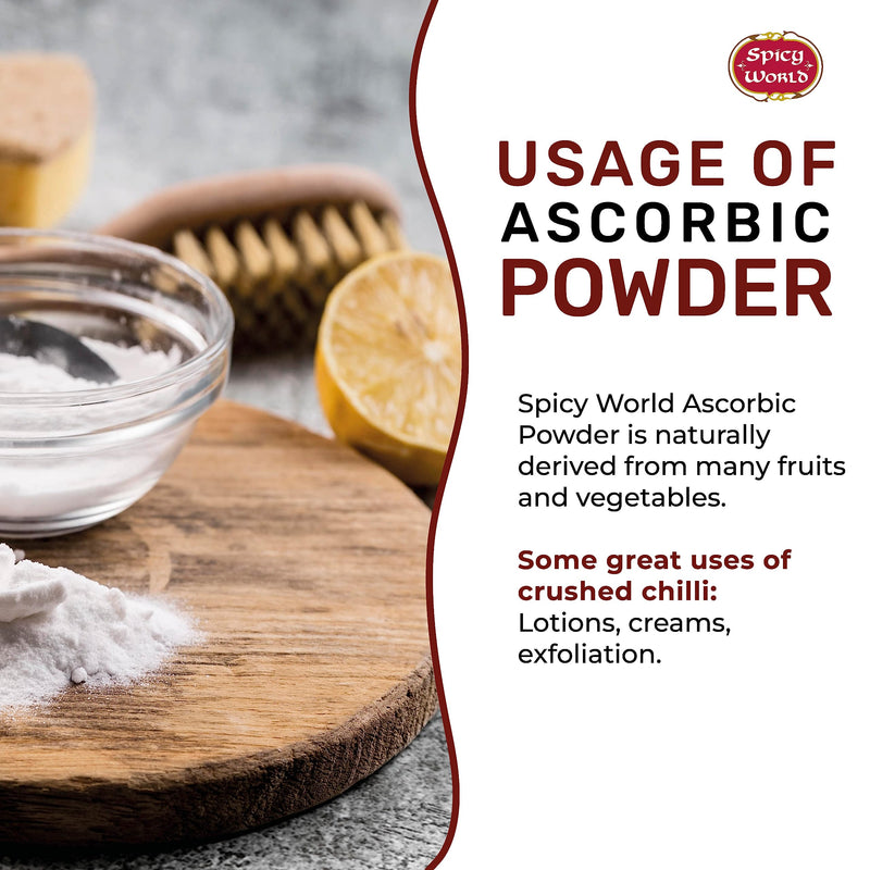Spicy World Ascorbic Acid 1 LB Bulk Bag - Pure Vitamin C Powder - 100% Pure, Food Grade, Can be Used for Canning, Fruit, Pools - USP Grade (Pack of 2)