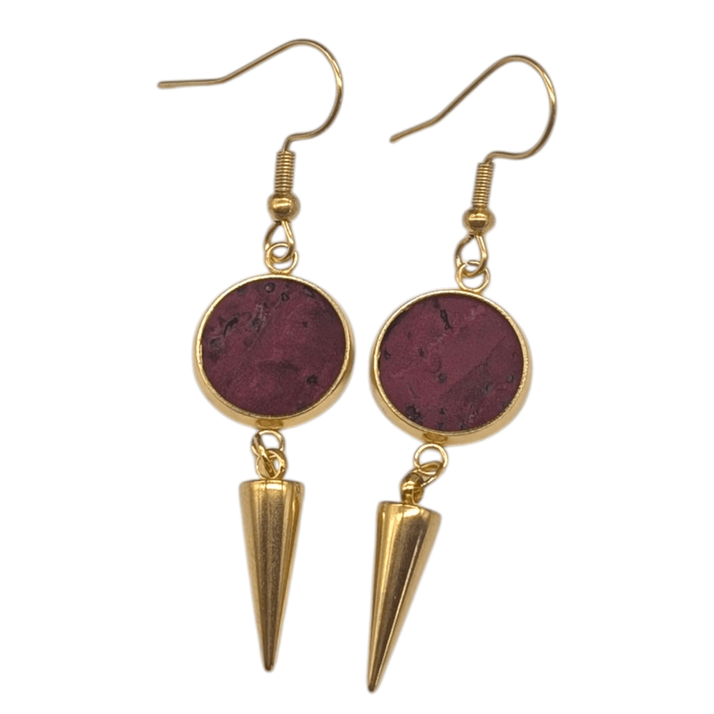 Spiked cork and steel earrings