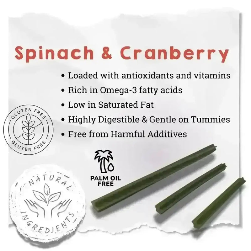 Spinach & Cranberry Chew Stick Vegetable Chew For Dogs