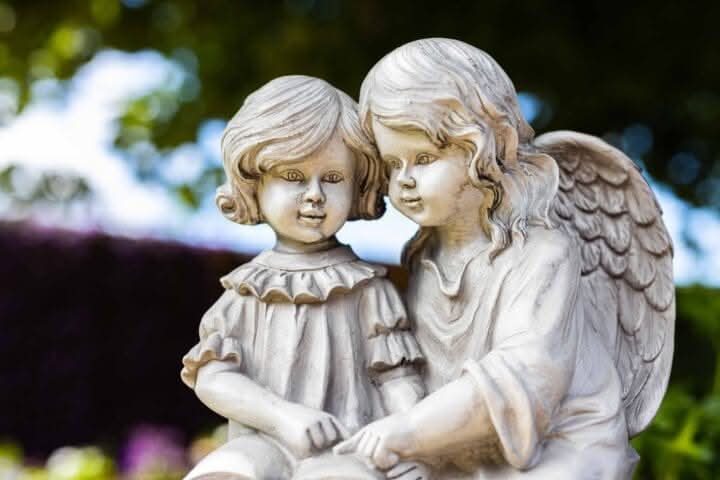 Resin Reading Angel Lamp Child Statue – Decorative LED Cherub Ornament