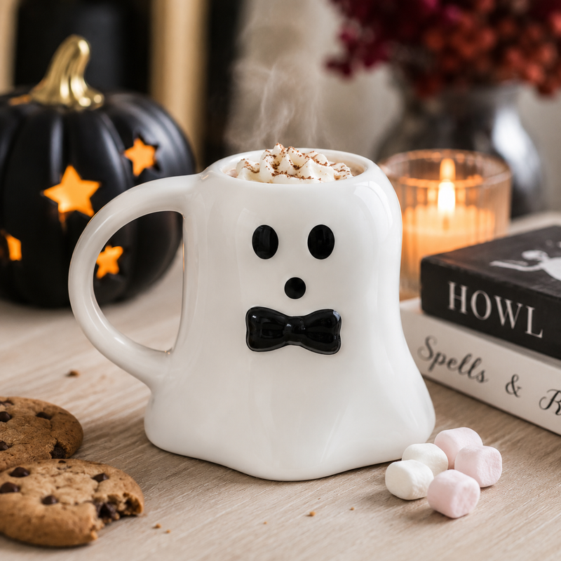 Halloween Ghost Mug With Bow Tie